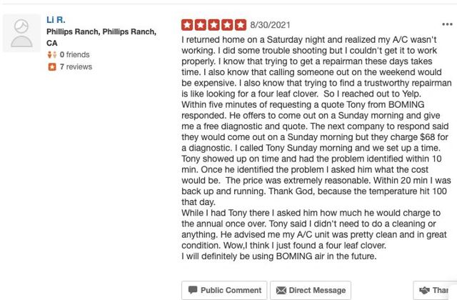 New 5 Stars comments from Yelp